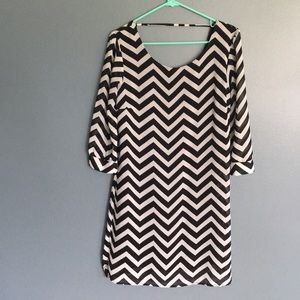 Black/white chevron dress